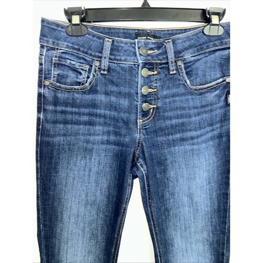 Silver Jeans Womens 30/30 Blue Suki Skinny Mid Rise Exposed Button Stretch Denim
